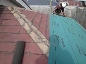 上尾市　屋根カバー　防水シート設置
