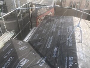 上尾市　屋根　防水シート　設置完了