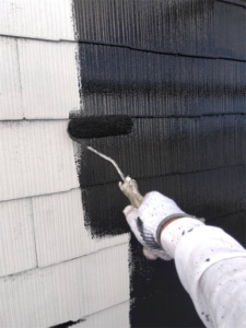 岩槻区にて屋根の中塗り塗装
