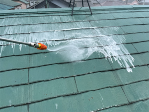 加須市にて屋根バイオ高圧洗浄