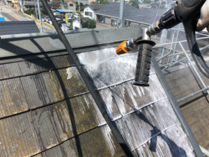 岩槻区にて屋根のバイオ高圧洗浄