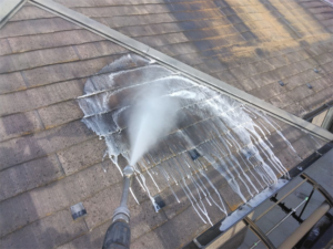 上尾市にて屋根のバイオ高圧洗浄