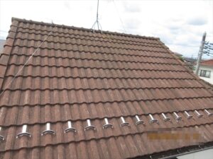 宮代町にて屋根診断、洋瓦塗膜の劣化