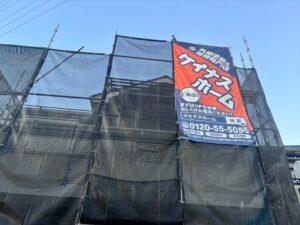 蓮田市にて外装リフォーム工事のための足場組立
