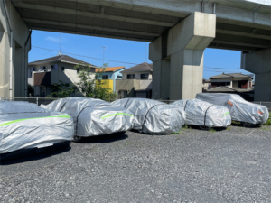 白岡市にて車の養生